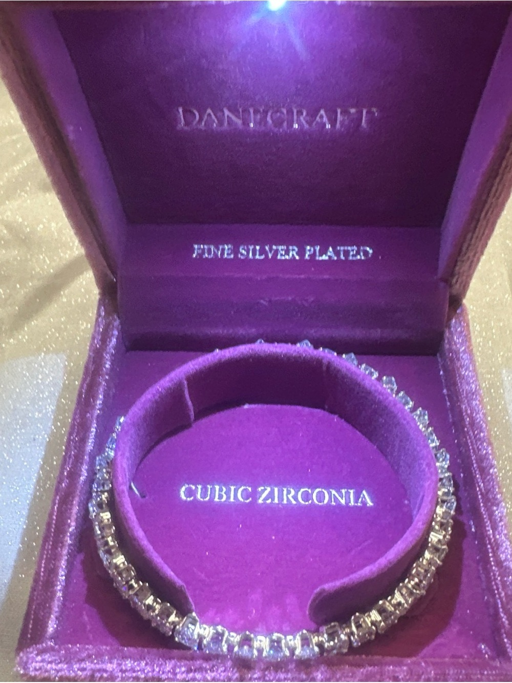 (176) Craft Silver-Plated Cubic Zirconia Bracelet - Purple Box